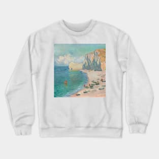 Etretat - The Beach and the Falaise d'Amont by Claude Monet Crewneck Sweatshirt